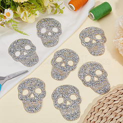 7Pcs Skull Glitter Resin Hotfix Rhinestone&nbsp;DIY-GF0014-22B