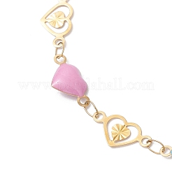 304 Stainless Steel Heart Link Bracelets with Enamel&nbsp;BJEW-JB11497