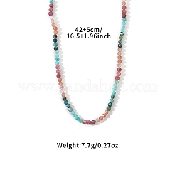 Bohemian Style Natural African Turquoise(Jasper) & Rhodonite & Red Aventurine & Aquamarine Faceted Round Beaded Necklaces for Women&nbsp;EF1114