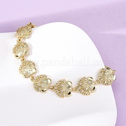 Brass Micro Pave Clear Cubic Zirconia Link Bracelets for Women&nbsp;BJEW-H209-09A-G