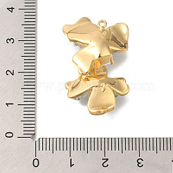 Brass Clear Cubic Zirconia & Glass Flower Connector Charms&nbsp;KK-K388-63G