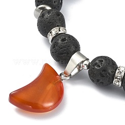 Natural Lava Rock Round Beaded Stretch Bracelet&nbsp;BJEW-JB09377