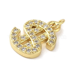 Rack Plating Brass Micro Pave Cubic Zirconia Charms&nbsp;KK-C052-32G