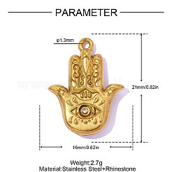 304 Stainless Steel Rhinestone Pendants&nbsp;STAS-OY016-42G