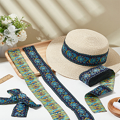 Ethnic Style Polyester Jacquard Flower Ribbon&nbsp;SRIB-WH0026-18