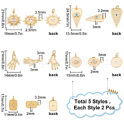 10Pcs 5 Style Brass Micro Pave Clear Cubic Zirconia Pendants&nbsp;FIND-SC0002-58