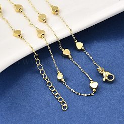 Heart Brass Link Chain Necklaces&nbsp;NJEW-M108-23G