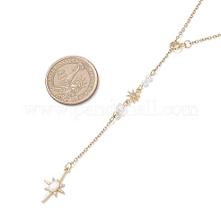 Brass Pave Clear Cubic Zirconia Star Pendant 304 Stainless Steel Chain Lariat Necklaces for Women&nbsp;NJEW-JN05542