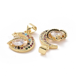 Brass Cubic Zirconia Pendants&nbsp;ZIRC-I062-32G