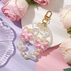 Butterfly Heart Acrylic Pendant Decoration&nbsp;HJEW-JM02011