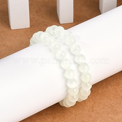 Dyed Natural Selenite Round Beaded Stretch Bracelets for Women&nbsp;G-U005-02J