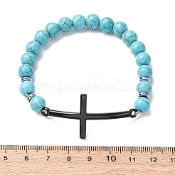 Round Synthetic Turquoise Bead Stretch Bracelets&nbsp;BJEW-F493-05EB-02