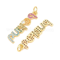 Brass Micro Pave Colorful Cubic Zirconia Pendants&nbsp;X-KK-P353-08G