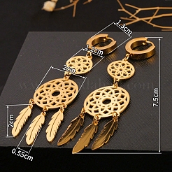 Woven Web 304 Stainless Steel Hoop Dangle Earrings&nbsp;FS-WG42220-01