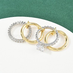 Brass Micro Pave Cubic Zirconia Plain Band Finger Rings for Women&nbsp;RJEW-P160-01F-G01