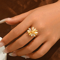 Brass Micro Pave Cubic Zirconia Cuff Open Rings for Women&nbsp;ES2190