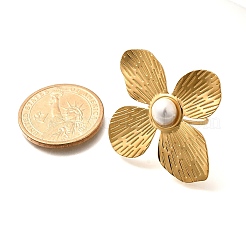 Flower Stainless Steel Open Cuff Ring for Women&nbsp;RJEW-R006-02G