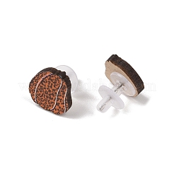 Wood Stud Steel Needle Earrings&nbsp;EJEW-U016-02P-02