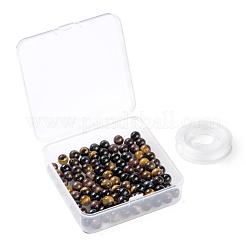 100Pcs 8mm Natural Tiger Eye Round Beads&nbsp;DIY-LS0002-38