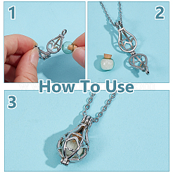 1Pc Stainless Steel with Glass Teardrop Urn Ashes Pendant Necklaces&nbsp;NJEW-NB0001-35
