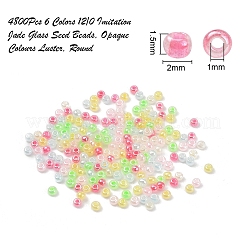 4800Pcs 6 Colors 12/0 Imitation Jade Glass Seed Beads&nbsp;SEED-YW0001-30