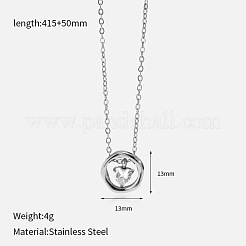 304 Stainless Steel Pave Clear Cubic Zirconia Ring with Heart Pendant Necklaces for Women&nbsp;WG58E99-02