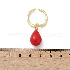 Brass Enamel Open Cuff Rings for Women&nbsp;RJEW-U057-04G