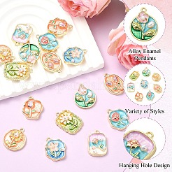 16Pcs 8 Styles Rack Plating Alloy Enamel and ABS Imitation Pearl Pendants&nbsp;ENAM-YW0008-99
