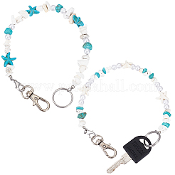 2Pcs 2 Styles Ocean Theme Synthetic Turquoise Pendant Decorations&nbsp;HJEW-SC0002-28B