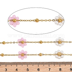 Glass & ABS Plastic Imitation Pearl Beaded Chains&nbsp;SA-CBAD321-02C
