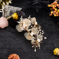 Alloy with Plastic Pearl Flower Alligator Hair Clips&nbsp;OHAR-WH20010-05G
