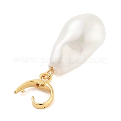 Brass Glass Pearl Pendants&nbsp;KK-G496-14G