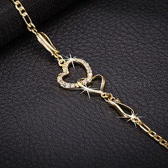 Brass Cubic Zirconia Link Chain Bracelets&nbsp;BJEW-EE0003-01G