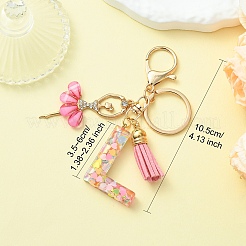 Letter A~Z Transparent Glitter Resin Pendant Keychains&nbsp;KEYC-FZ00024-17