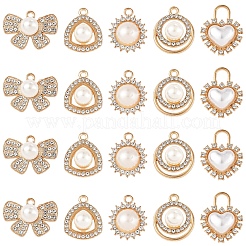 20Pcs 5 Styles Alloy Rhinestone Charms&nbsp;ALRI-FS0001-06