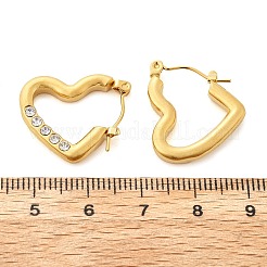 304 Stainless Steel Micro Pave Clear Cubic Zirconia Heart Hoop Earrings&nbsp;EJEW-V016-06G-01