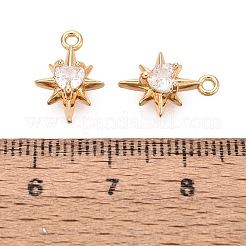 Brass Clear Cubic Zirconia Charms&nbsp;KK-N288-05G