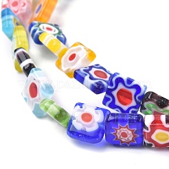 Square Handmade Millefiori Glass Beads&nbsp;X-LK-R004-52