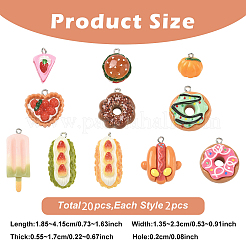 20Pcs 10 Styles Resin Pendants&nbsp;RESI-YW0005-02