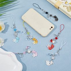 6Pcs 6 Colors Fish Alloy Acrylic Mobile Straps&nbsp;HJEW-HS0001-05