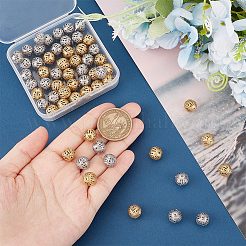 60Pcs 2 Colors 304 Stainless Steel Hollow Round Beads&nbsp;STAS-UN0045-90