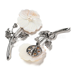 Freshwater Shell Flower Alloy Brooch&nbsp;JEWB-Z019-01E