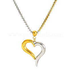Valentine's Day 304 Stainless Steel Two Tone Heart Pendant Necklaces for Women&nbsp;WG29D85-01