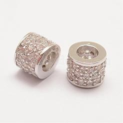 Brass Micro Pave Grade AAA Cubic Zirconia European Beads&nbsp;ZIRC-G090-54-NR