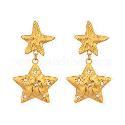 304 Stainless Steel Cubic Zirconia Dangle Stud Earrings&nbsp;WG7D1EF-01