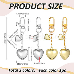 2Pcs 2 Colors Brass Heart Pendant Decorations&nbsp;HJEW-PH02507