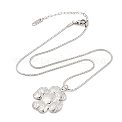 304 Stainless Steel Flower Pendant Round Snake Chain Necklaces&nbsp;NJEW-H044-07P