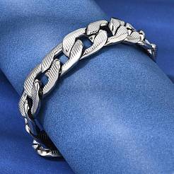 201 Stainless Steel Cuban Link Chains Bracelets for Women Men&nbsp;STAS-T077-19A-01P