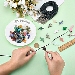DIY Cross Pendant Necklace Making Kits&nbsp;DIY-FG0008-32