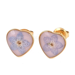 Heart Epoxy Resin Stud Earrings&nbsp;EJEW-P339-01G